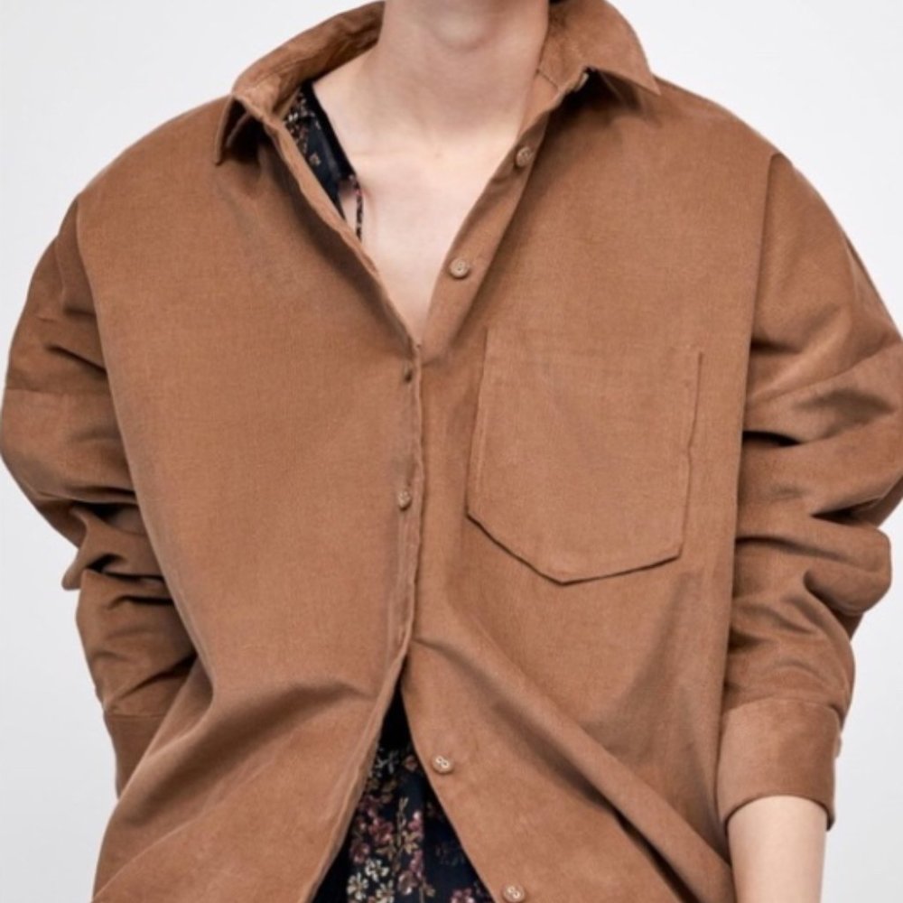 ZARA Oversized Corduroy Shirt (Camel)